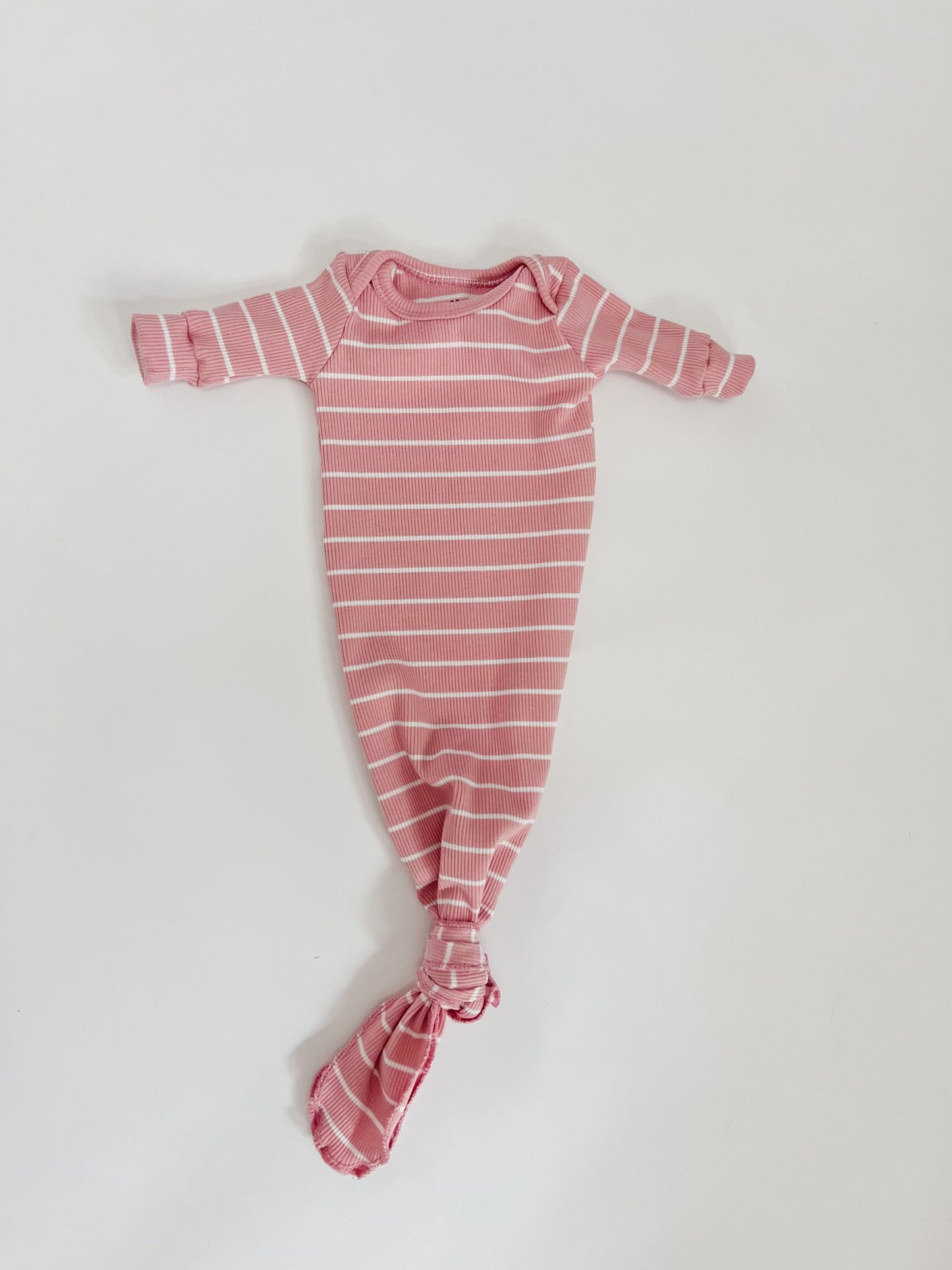 Baby Knotted Gown Pink Stripes