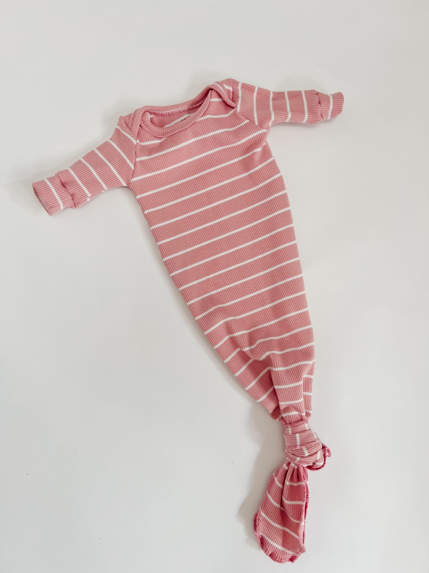 Baby Knotted Gown Pink Stripes