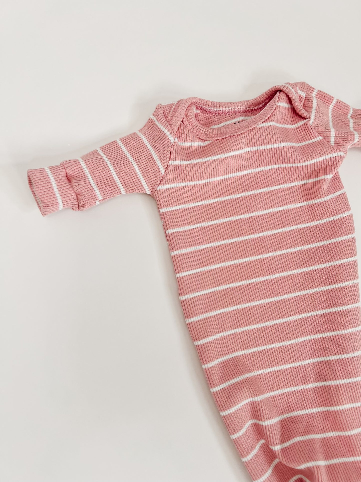 Baby Knotted Gown Pink Stripes