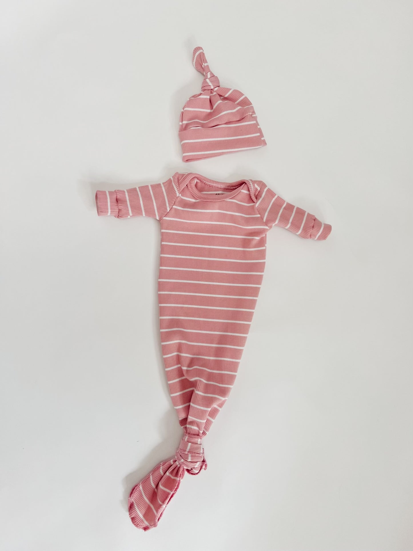 Baby Knotted Gown Pink Stripes