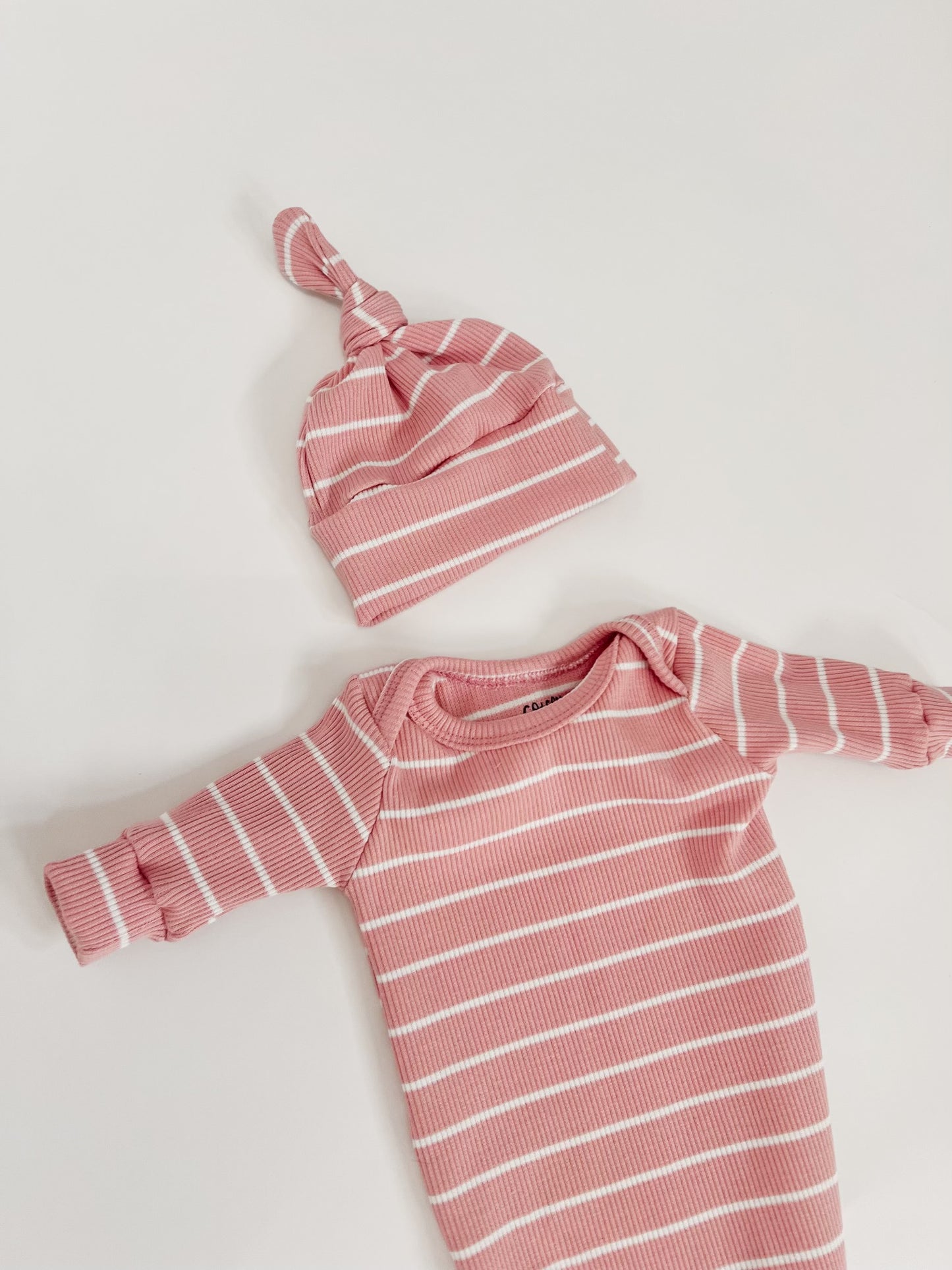 Baby Knotted Gown Pink Stripes