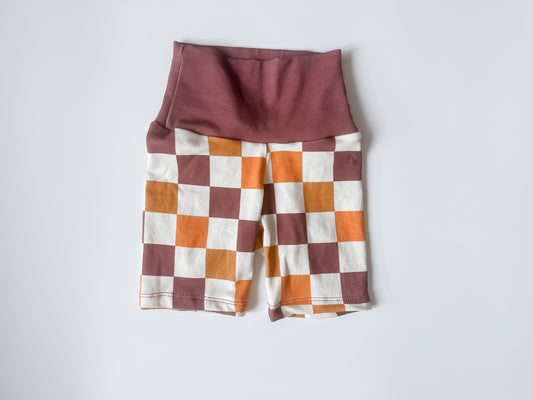 Checkered Biker Shorts Bamboo Cotton